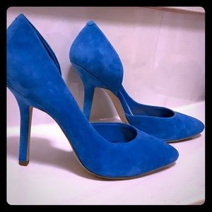 BCBG Paris Blue Suede Stilettos